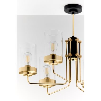 Jupiter 2089 - Żyrandol na drążku RAMIREZ 6xE27/15W/230V złoty/czarny