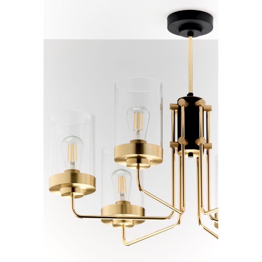 Jupiter 2089 - Żyrandol na drążku RAMIREZ 6xE27/15W/230V złoty/czarny
