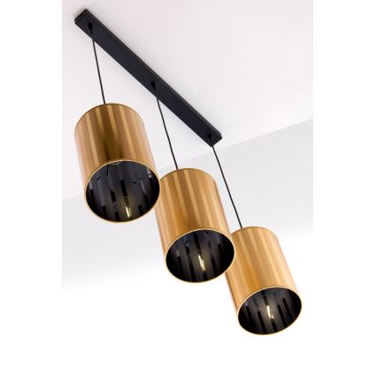 Jupiter 2092 - Żyrandol na linkach CORTINA 3xE27/15W/230V złoty/czarny