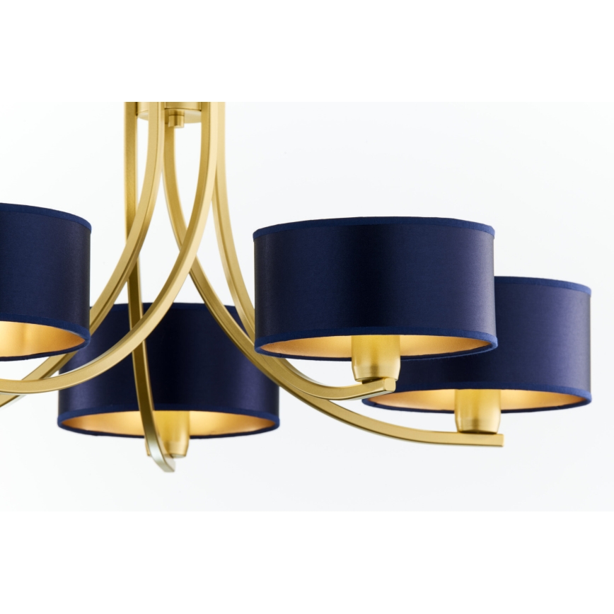 Jupiter 2094 - Żyrandol na łańcuchu ARTHUR 5xE27/15W/230V niebieski/złoty