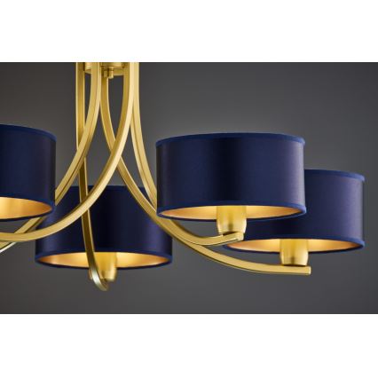 Jupiter 2094 - Żyrandol na łańcuchu ARTHUR 5xE27/15W/230V niebieski/złoty