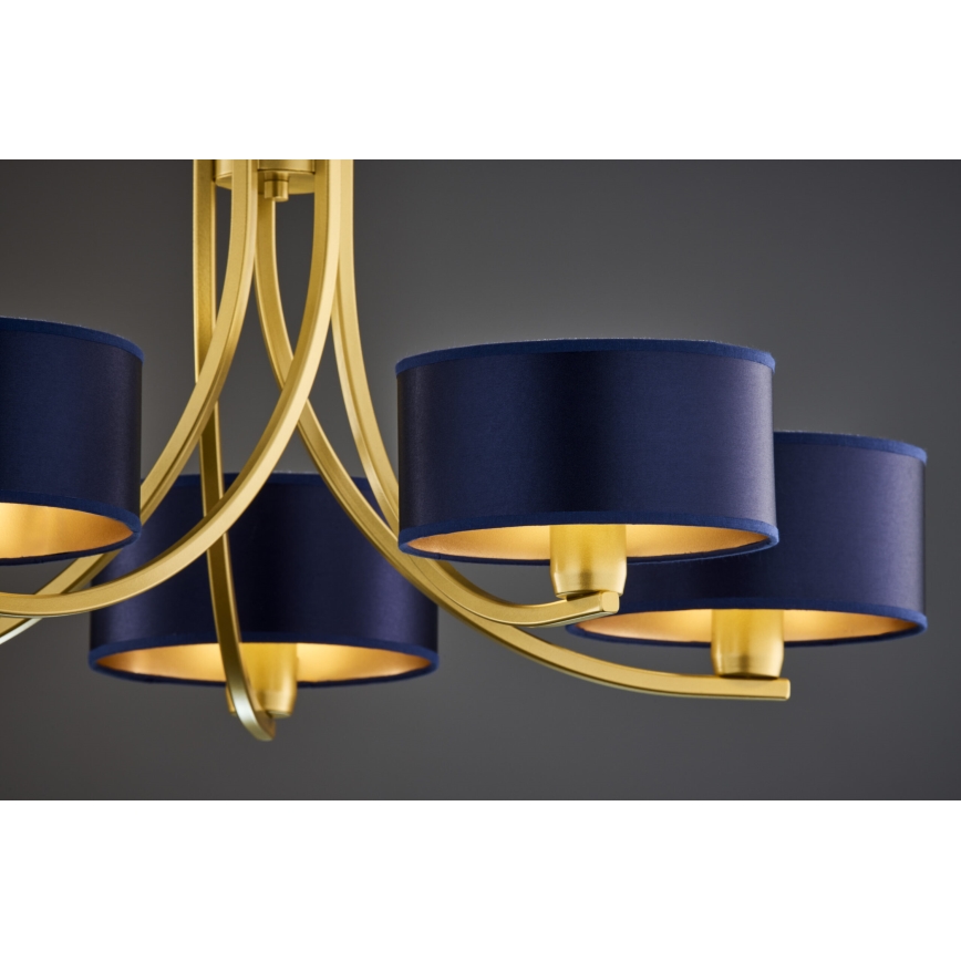 Jupiter 2094 - Żyrandol na łańcuchu ARTHUR 5xE27/15W/230V niebieski/złoty