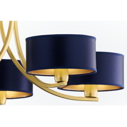 Jupiter 2094 - Żyrandol na łańcuchu ARTHUR 5xE27/15W/230V niebieski/złoty