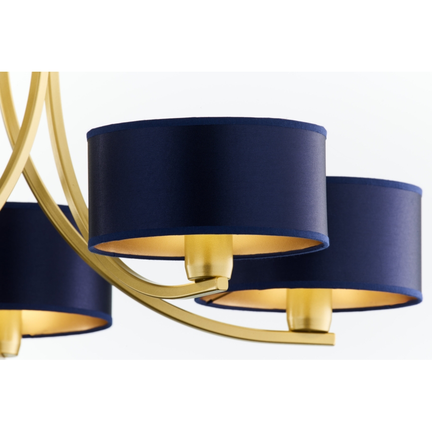 Jupiter 2094 - Żyrandol na łańcuchu ARTHUR 5xE27/15W/230V niebieski/złoty