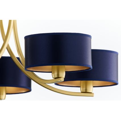 Jupiter 2094 - Żyrandol na łańcuchu ARTHUR 5xE27/15W/230V niebieski/złoty