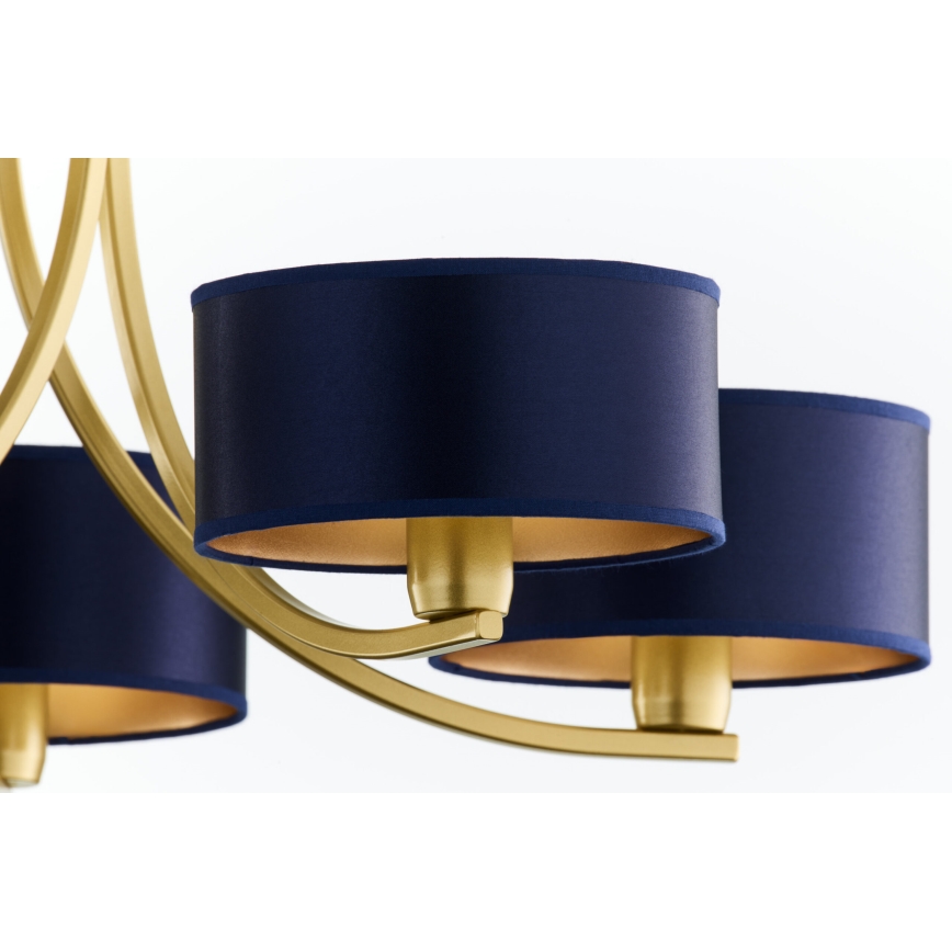 Jupiter 2094 - Żyrandol na łańcuchu ARTHUR 5xE27/15W/230V niebieski/złoty