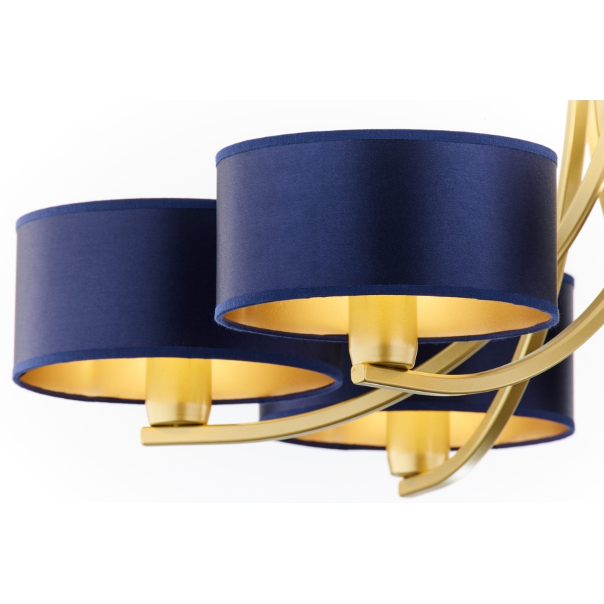 Jupiter 2095 - Żyrandol na łańcuchu ARTHUR 6xE27/15W/230V niebieski/złoty