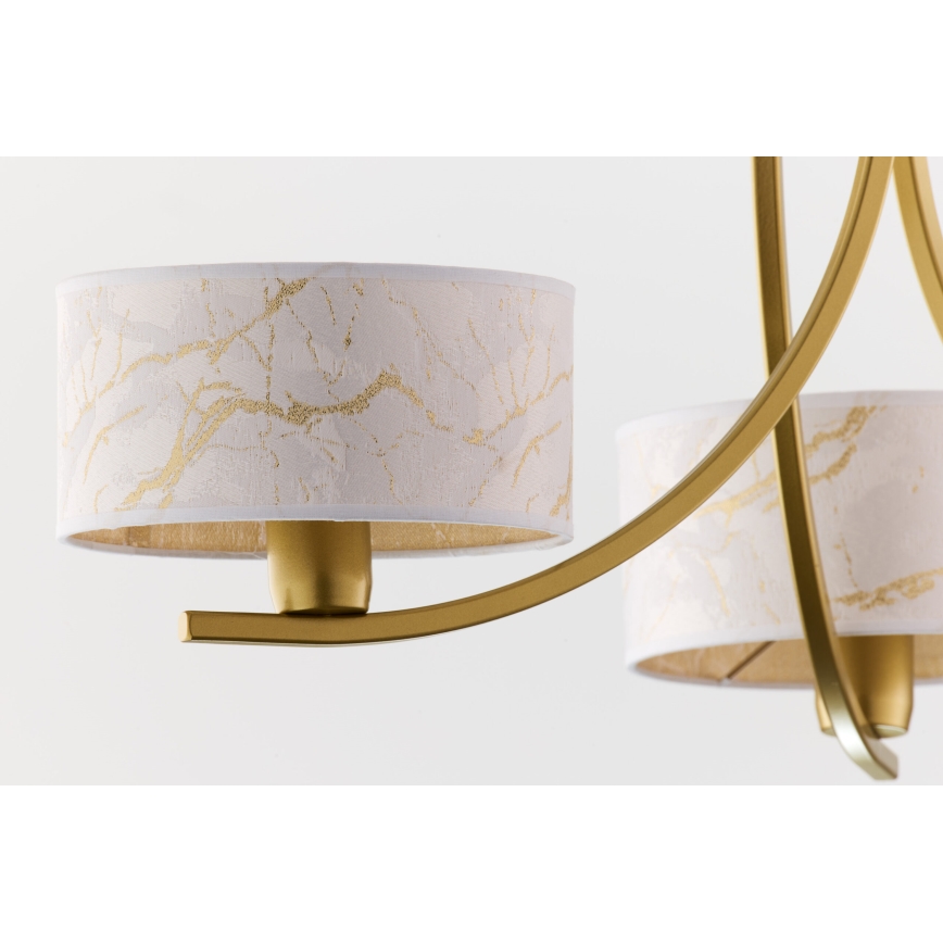 Jupiter 2096 - Żyrandol na łańcuchu ARTHUR 3xE27/15W/230V biały/złoty/dekor marmuru