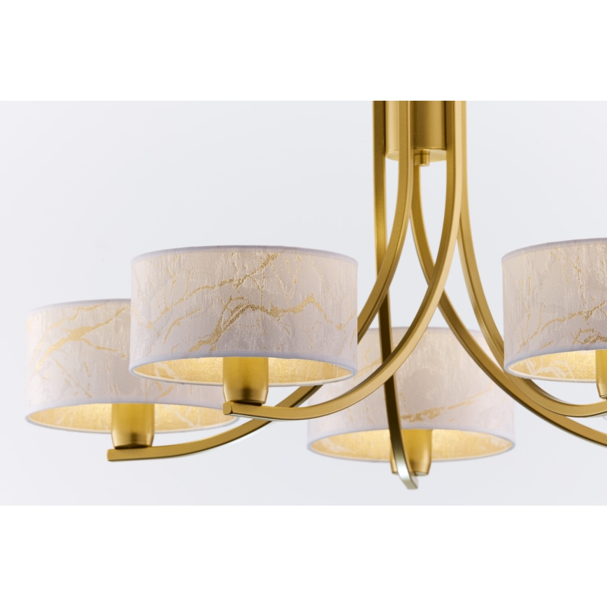 Jupiter 2097 - Żyrandol na łańcuchu ARTHUR 5xE27/15W/230V biały/złoty/dekor marmuru