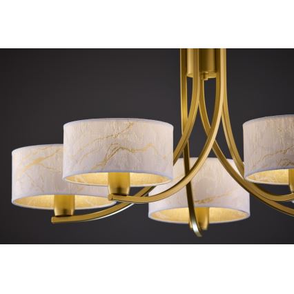 Jupiter 2097 - Żyrandol na łańcuchu ARTHUR 5xE27/15W/230V biały/złoty/dekor marmuru