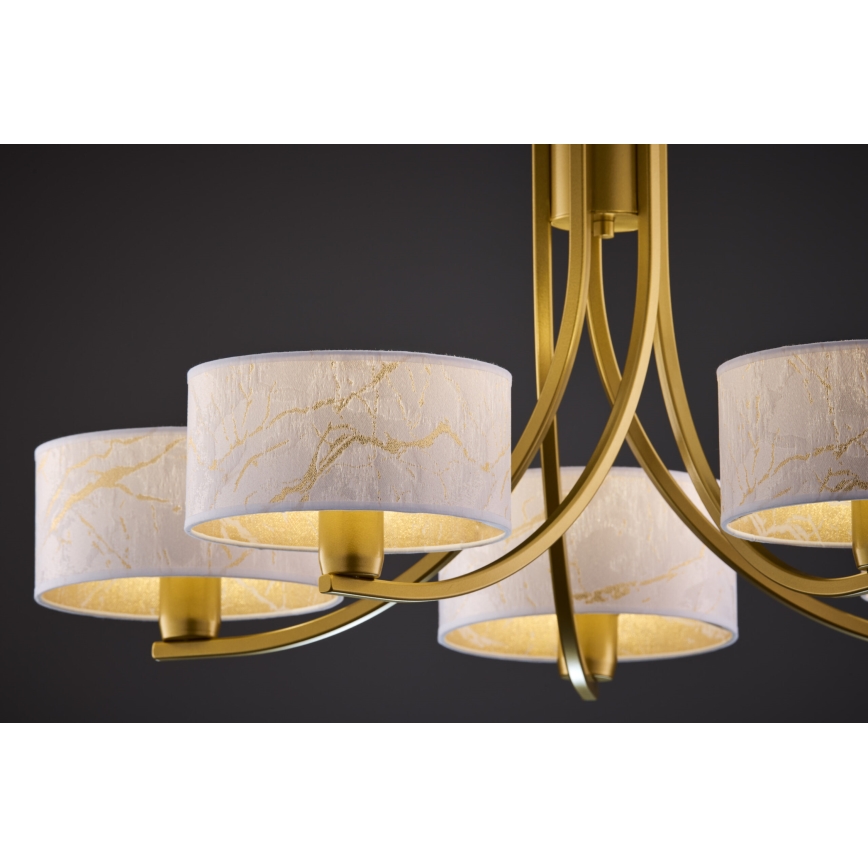 Jupiter 2097 - Żyrandol na łańcuchu ARTHUR 5xE27/15W/230V biały/złoty/dekor marmuru