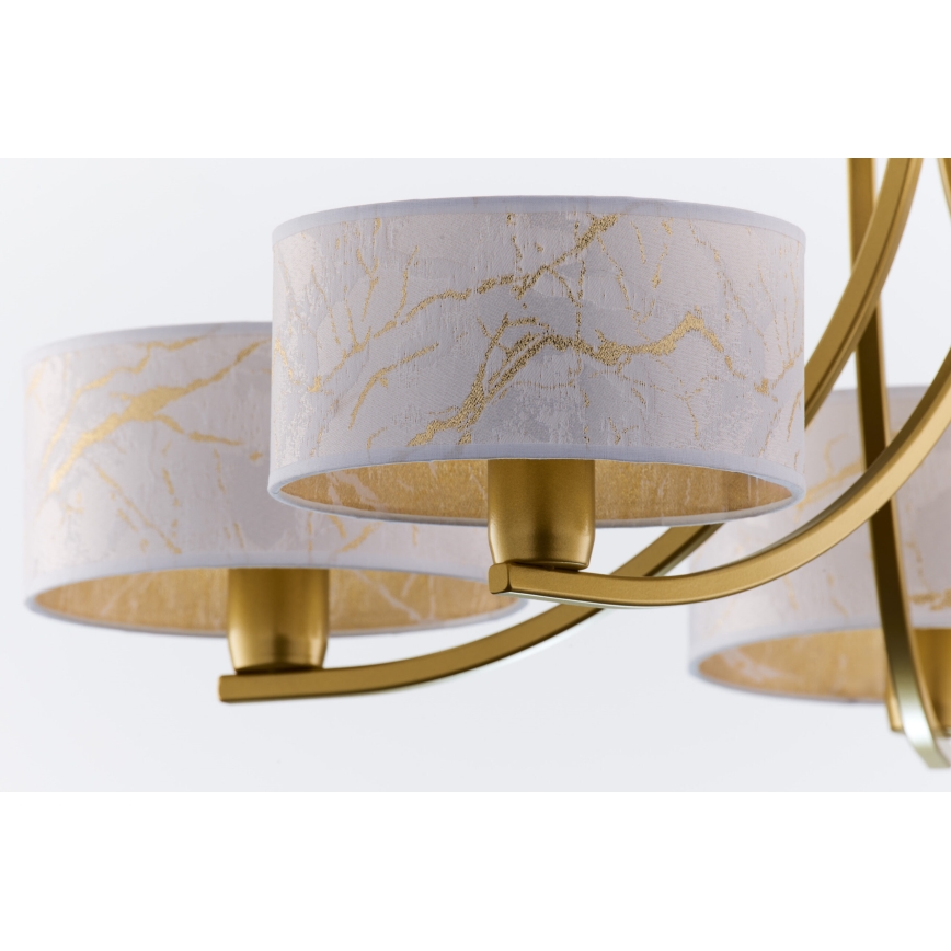 Jupiter 2097 - Żyrandol na łańcuchu ARTHUR 5xE27/15W/230V biały/złoty/dekor marmuru