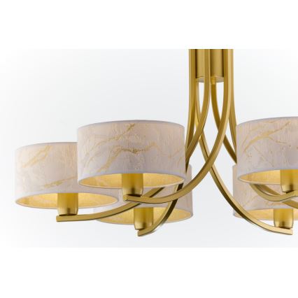 Jupiter 2098 - Żyrandol na łańcuchu ARTHUR 6xE27/15W/230V biały/złoty/dekor marmuru
