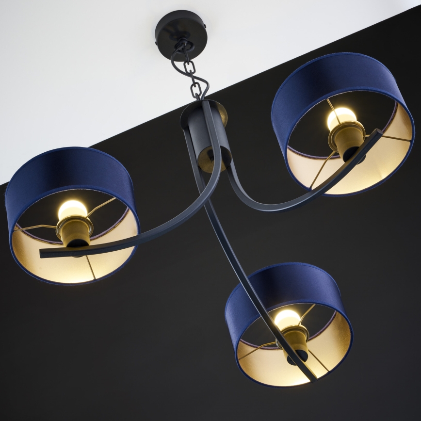 Jupiter 2099 - Żyrandol na łańcuchu ARTHUR 3xE27/15W/230V niebieski/czarny