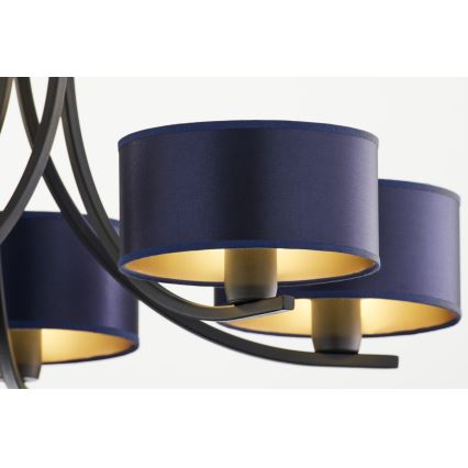 Jupiter 2101 - Żyrandol na łańcuchu ARTHUR 5xE27/15W/230V niebieski/czarny