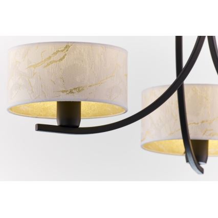 Jupiter 2103 - Żyrandol na łańcuchu ARTHUR 3xE27/15W/230V biały/czarny/dekor marmurowy