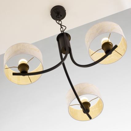 Jupiter 2103 - Żyrandol na łańcuchu ARTHUR 3xE27/15W/230V biały/czarny/dekor marmurowy