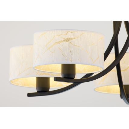 Jupiter 2104 - Żyrandol na łańcuchu ARTHUR 5xE27/15W/230V biały/czarny/dekor marmuru