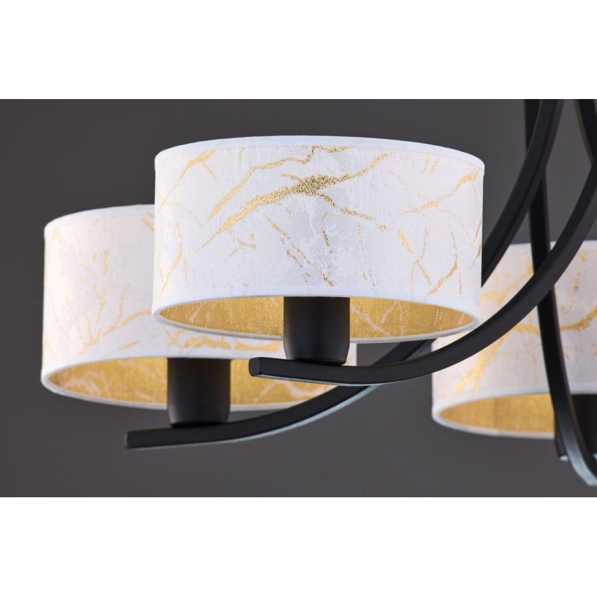 Jupiter 2104 - Żyrandol na łańcuchu ARTHUR 5xE27/15W/230V biały/czarny/dekor marmuru