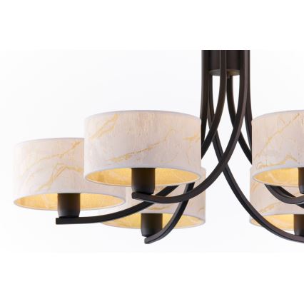 Jupiter 2105 - Żyrandol na łańcuchu ARTHUR 6xE27/15W/230V biały/czarny/dekor marmuru