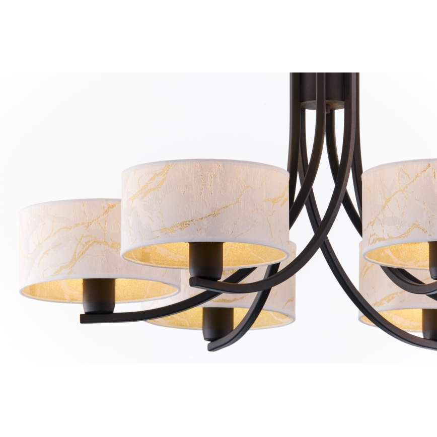 Jupiter 2105 - Żyrandol na łańcuchu ARTHUR 6xE27/15W/230V biały/czarny/dekor marmuru