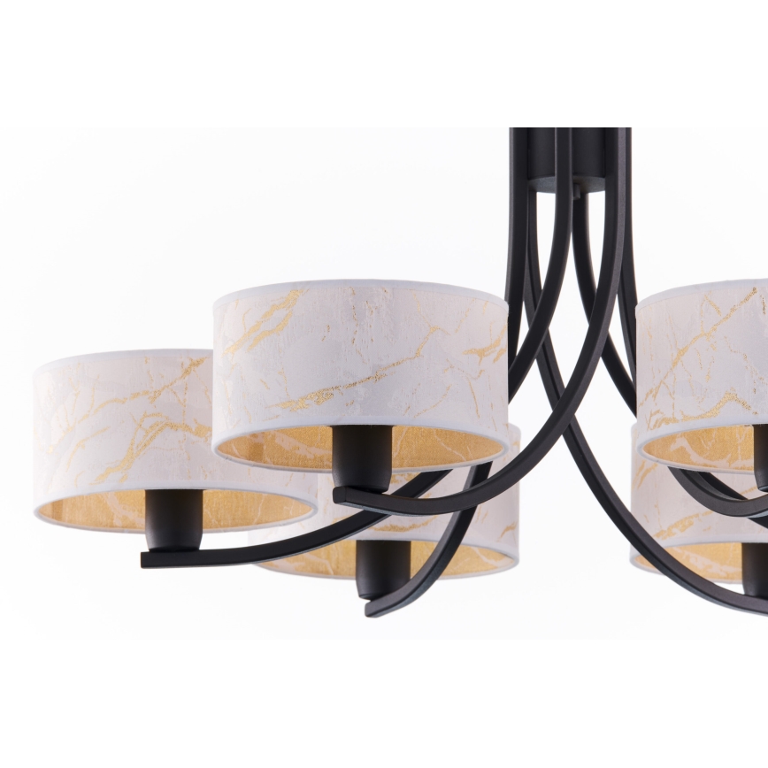 Jupiter 2105 - Żyrandol na łańcuchu ARTHUR 6xE27/15W/230V biały/czarny/dekor marmuru