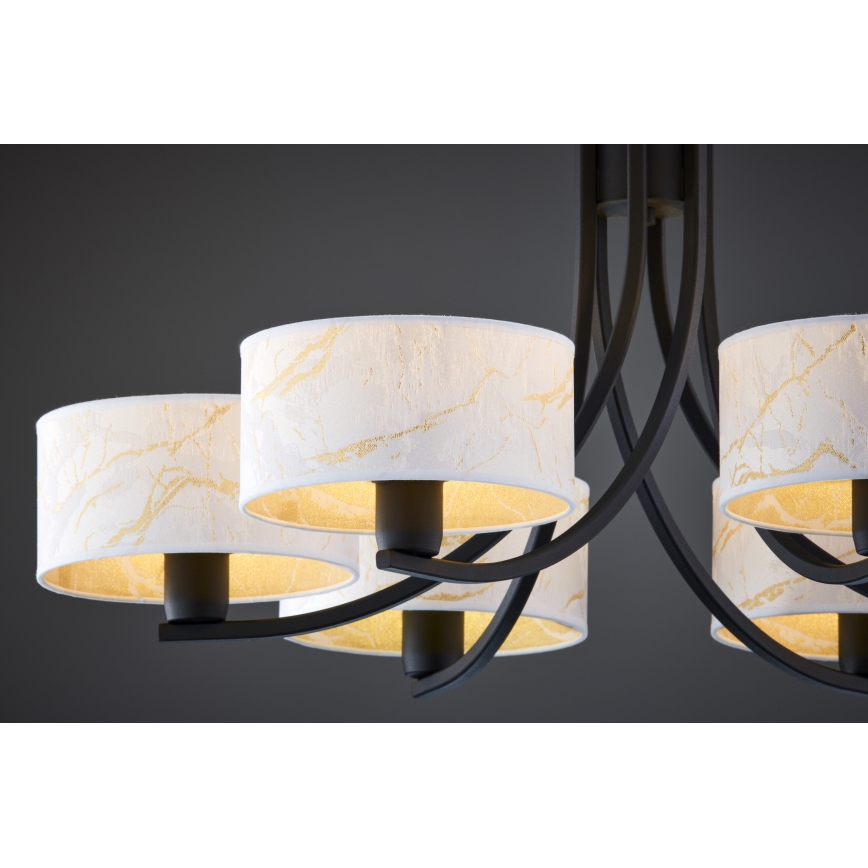 Jupiter 2105 - Żyrandol na łańcuchu ARTHUR 6xE27/15W/230V biały/czarny/dekor marmuru