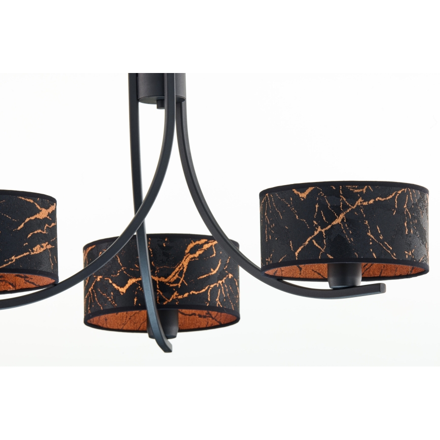 Jupiter 2106 - Żyrandol na łańcuchu ARTHUR 3xE27/15W/230V czarny/pomarańczowy/dekor marmuru