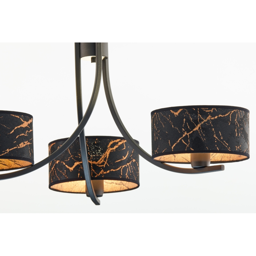 Jupiter 2106 - Żyrandol na łańcuchu ARTHUR 3xE27/15W/230V czarny/pomarańczowy/dekor marmuru