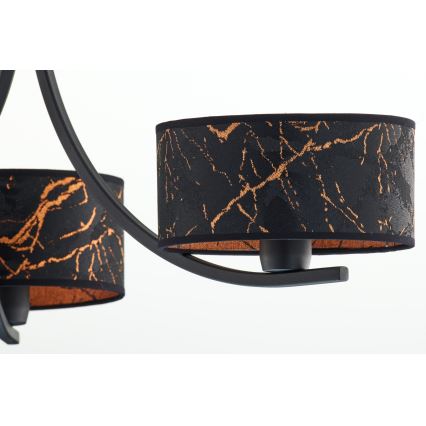 Jupiter 2106 - Żyrandol na łańcuchu ARTHUR 3xE27/15W/230V czarny/pomarańczowy/dekor marmuru