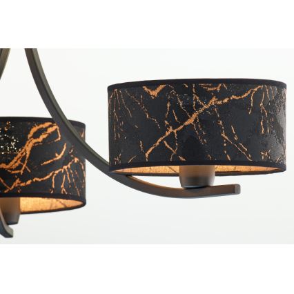 Jupiter 2106 - Żyrandol na łańcuchu ARTHUR 3xE27/15W/230V czarny/pomarańczowy/dekor marmuru
