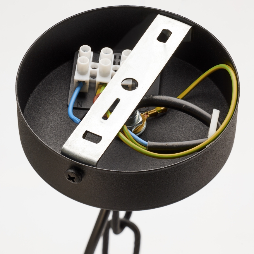 Jupiter 2107 - Żyrandol na łańcuchu ARTHUR 5xE27/15W/230V czarny/pomarańczowy/dekor marmuru