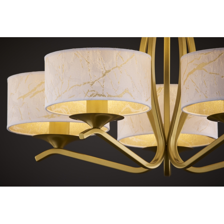 Jupiter 2110 - Żyrandol na pręcie KASZMIR 5xE27/15W/230V biały/złoty/dekor marmuru