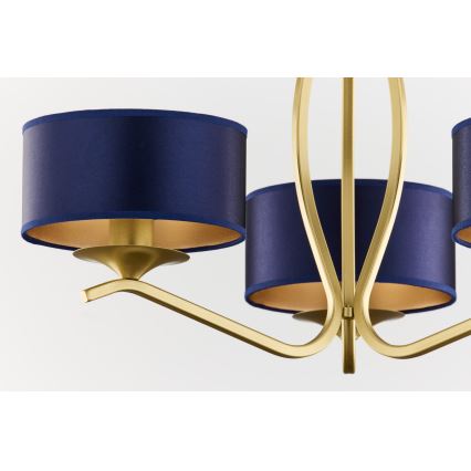 Jupiter 2113 - Żyrandol na drążku KASZMIR 3xE27/15W/230V niebieski/złoty