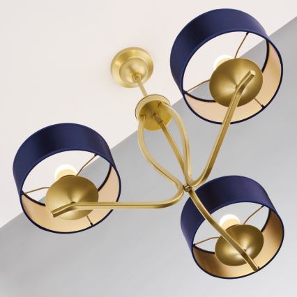 Jupiter 2113 - Żyrandol na drążku KASZMIR 3xE27/15W/230V niebieski/złoty