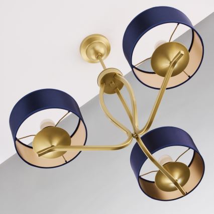 Jupiter 2113 - Żyrandol na drążku KASZMIR 3xE27/15W/230V niebieski/złoty