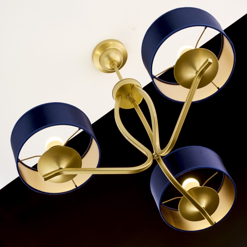 Jupiter 2113 - Żyrandol na drążku KASZMIR 3xE27/15W/230V niebieski/złoty