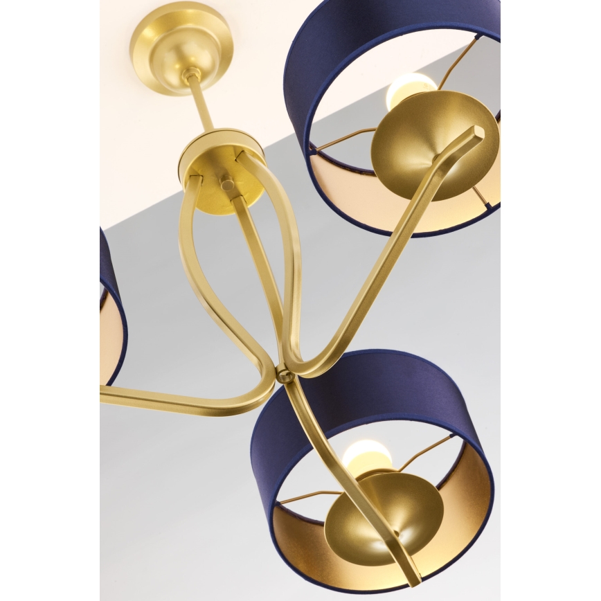 Jupiter 2113 - Żyrandol na drążku KASZMIR 3xE27/15W/230V niebieski/złoty
