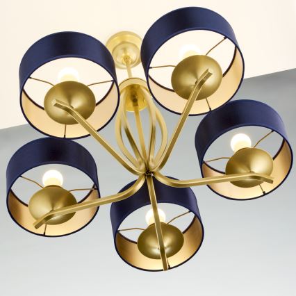 Jupiter 2114 - Żyrandol na pręcie KASZMIR 5xE27/15W/230V niebieski/złoty