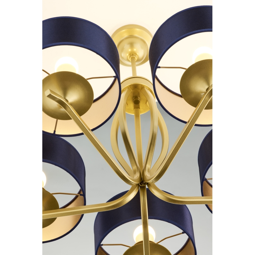 Jupiter 2114 - Żyrandol na pręcie KASZMIR 5xE27/15W/230V niebieski/złoty
