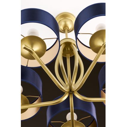 Jupiter 2114 - Żyrandol na pręcie KASZMIR 5xE27/15W/230V niebieski/złoty