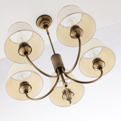 Jupiter 2133 - Żyrandol na pręcie CLASSIC 5xE27/15W/230V brąz/patyna/kremowa