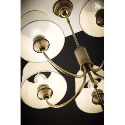 Jupiter 2133 - Żyrandol na pręcie CLASSIC 5xE27/15W/230V brąz/patyna/kremowa