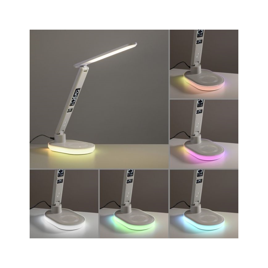 JUST LIGHT. 11018-16 - LED RGBW ściemnialna dotykowa lampa stołowa z bezprzewodowym ładowaniem TINA LED/4W/230V biała