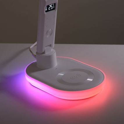 JUST LIGHT. 11018-16 - LED RGBW ściemnialna dotykowa lampa stołowa z bezprzewodowym ładowaniem TINA LED/4W/230V biała