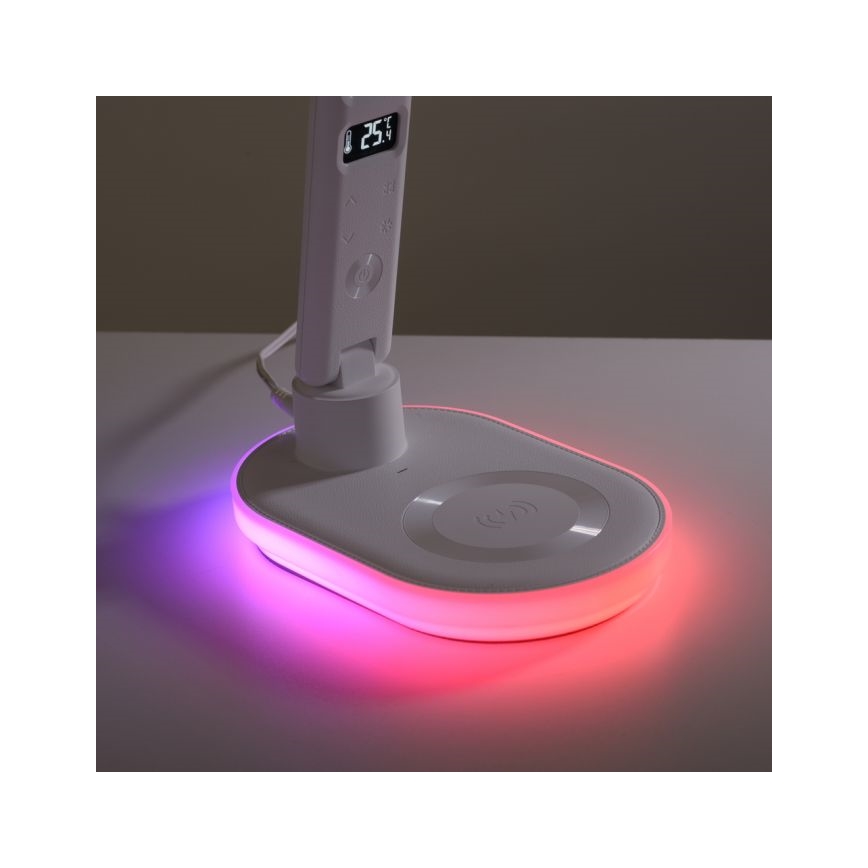 JUST LIGHT. 11018-16 - LED RGBW ściemnialna dotykowa lampa stołowa z bezprzewodowym ładowaniem TINA LED/4W/230V biała