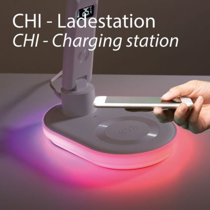 JUST LIGHT. 11018-16 - LED RGBW ściemnialna dotykowa lampa stołowa z bezprzewodowym ładowaniem TINA LED/4W/230V biała