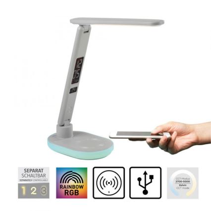 JUST LIGHT. 11018-16 - LED RGBW ściemnialna dotykowa lampa stołowa z bezprzewodowym ładowaniem TINA LED/4W/230V biała