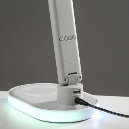 JUST LIGHT. 11018-16 - LED RGBW ściemnialna dotykowa lampa stołowa z bezprzewodowym ładowaniem TINA LED/4W/230V biała