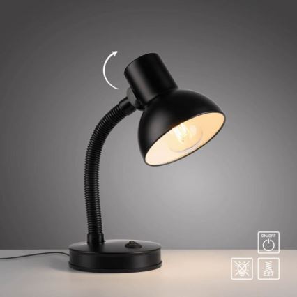 JUST LIGHT. 11080-18 - Elastyczna lampa biurkowa FLEXI 1xE27/25W/230V czarna